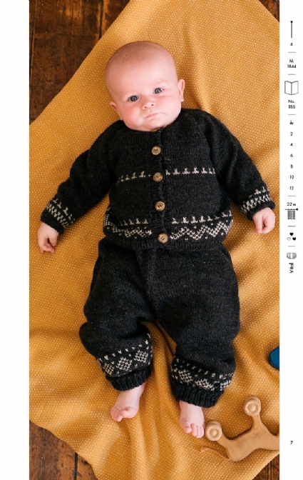strikkede bukser med norsk mønster til baby 1838