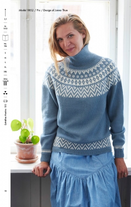 strikkeopskrift på sweater til dame i nordisk stil fra Hjertegarn model 1852