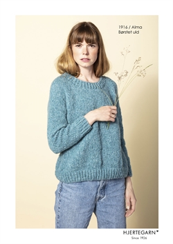 strikkekit sweater 1016 hjertegarn strikket i borstet uld