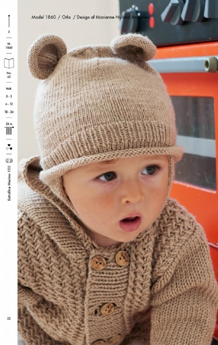 strikket hue med ører til baby model 1860 
