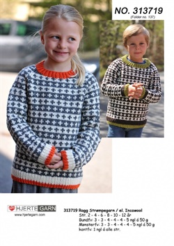 Børnesweater med  mønster strikket i Ragg 313719/folder137